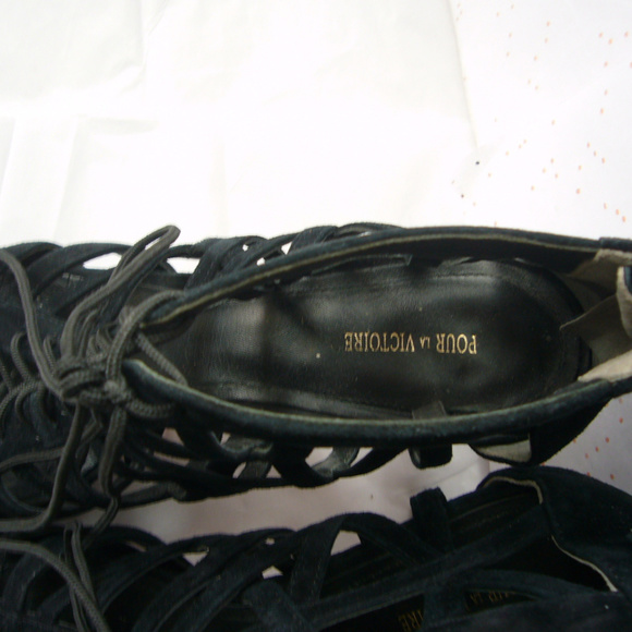 Pour La Victoire Caged Lace Up Sandal - Black 10 - Picture 5 of 8